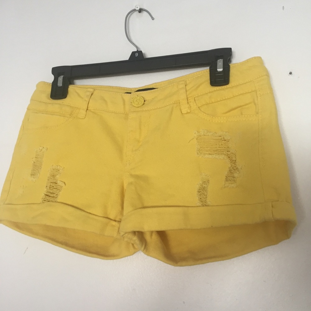 Material Girl Ripped Yellow Denim Shorts